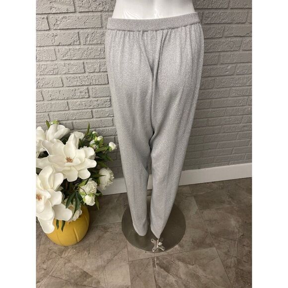 Lisa Originals Women Sliver Shimmering Long Sleeve Mock Neck Blouse & Pant 2 Pcs - Picture 6 of 8